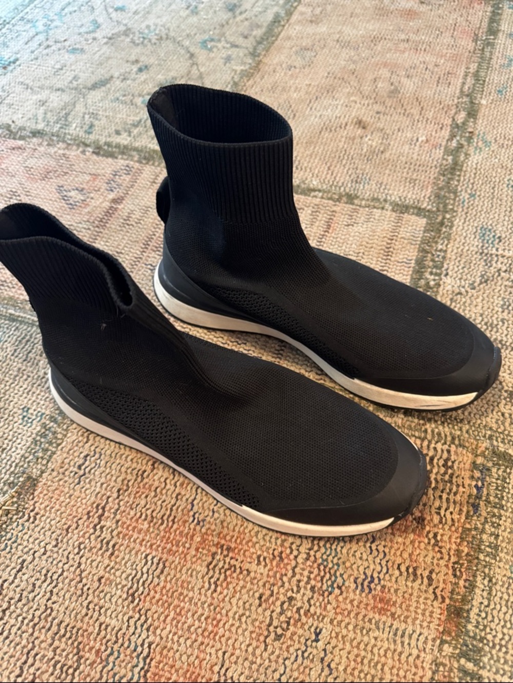 Zara Black High-Top Knit Slip-On Sneakers